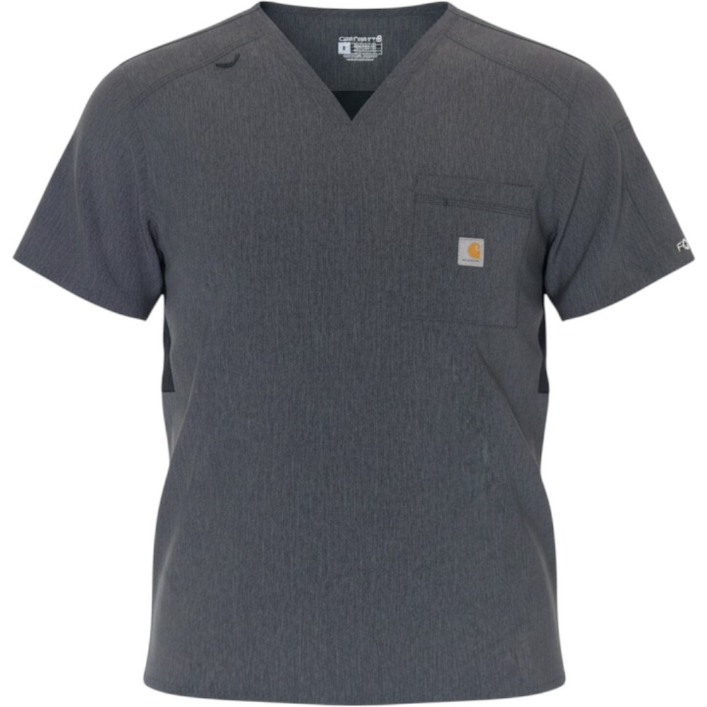 Carhartt Force Scrub Top Mens XL Gray Poly Modern Fit V-Neck Vented Workwear